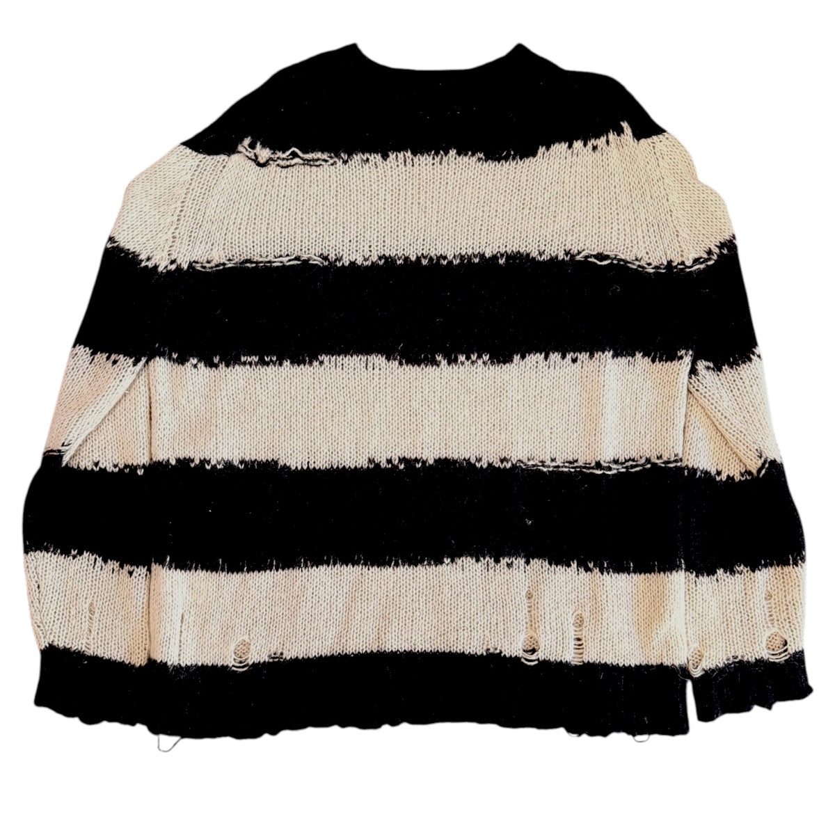 Acne Studios Kantonia Distressed Striped Mohair Knit Sweater Black / Beige