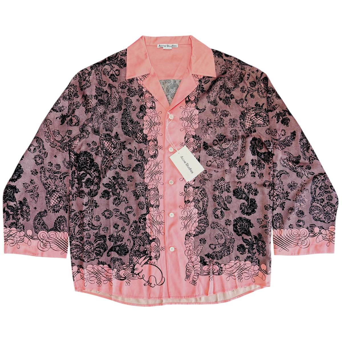 Acne Studios Pink Black Paisley Floral Print