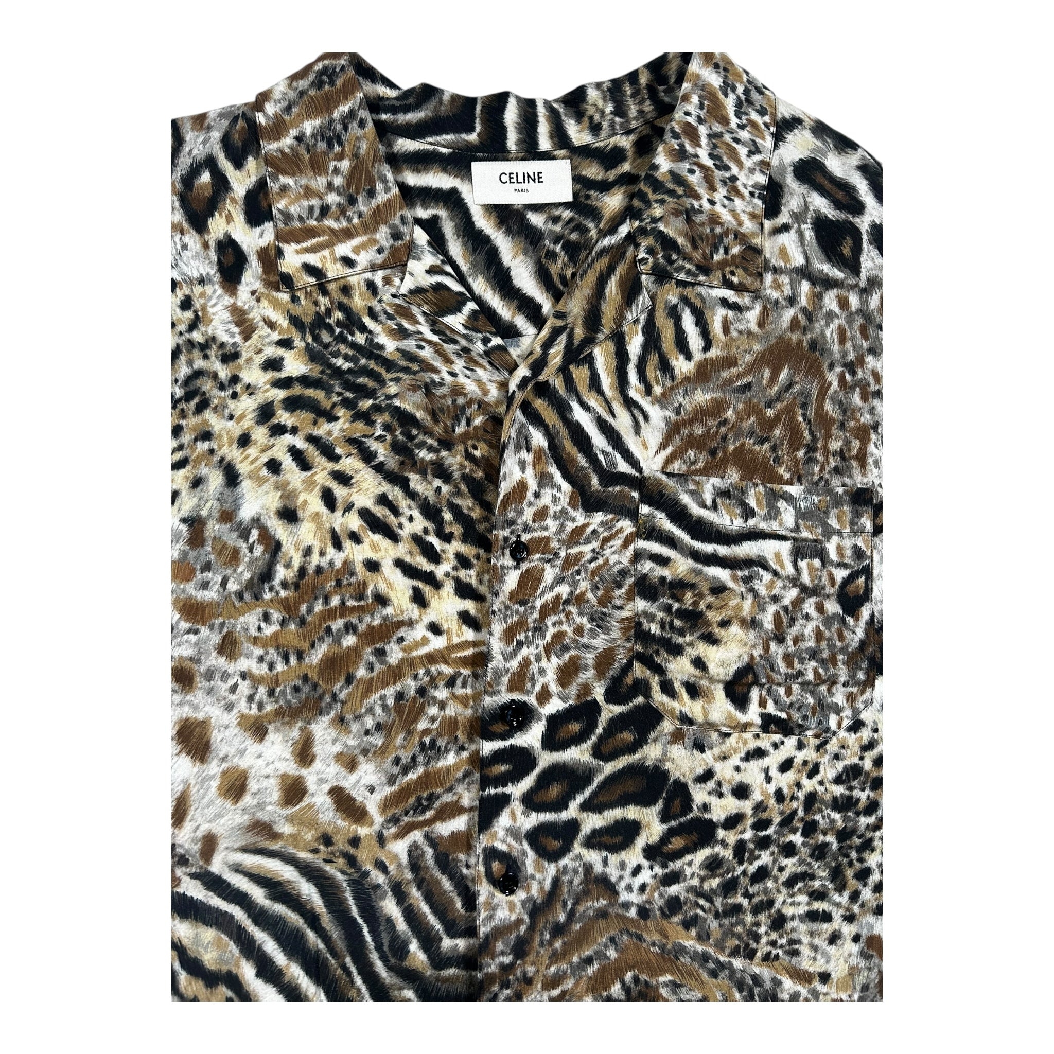 Celine Leopard Print Silk Shirt