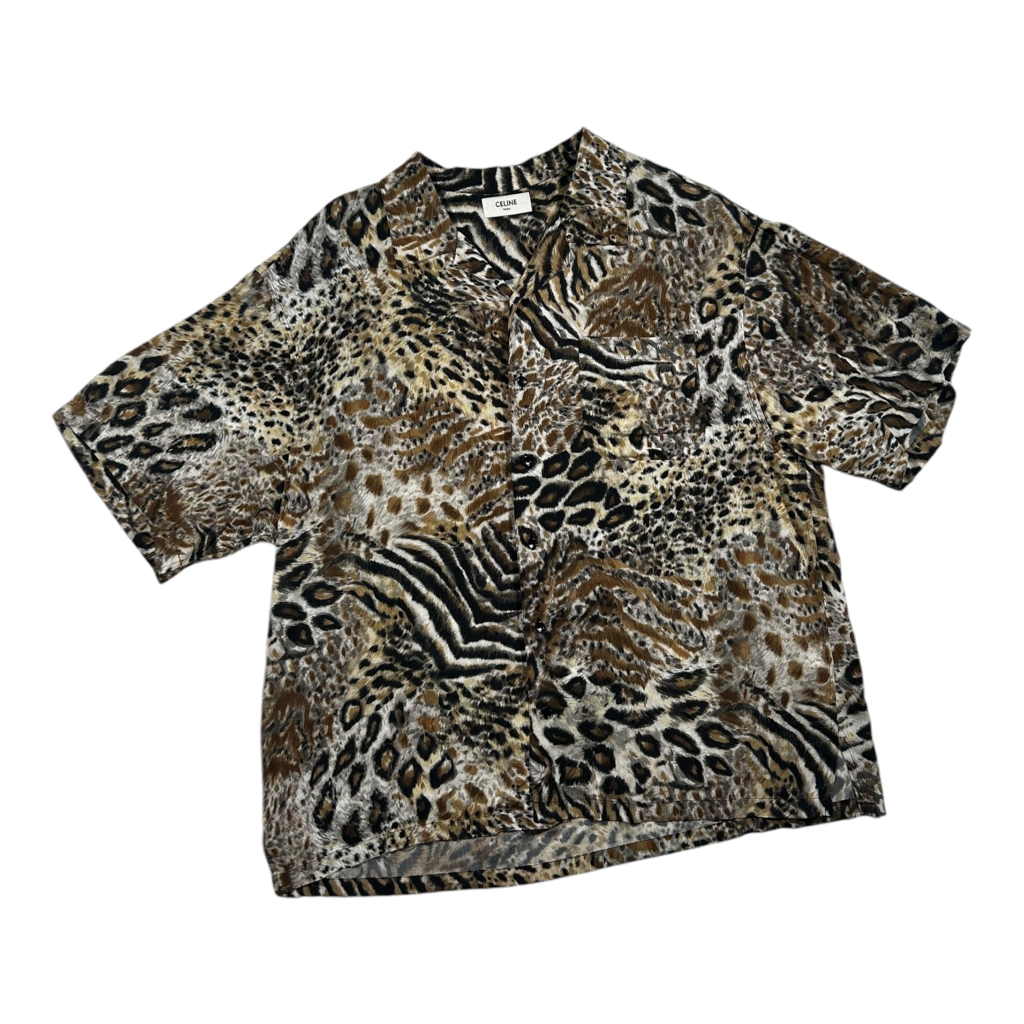 Celine Leopard Print Silk Shirt